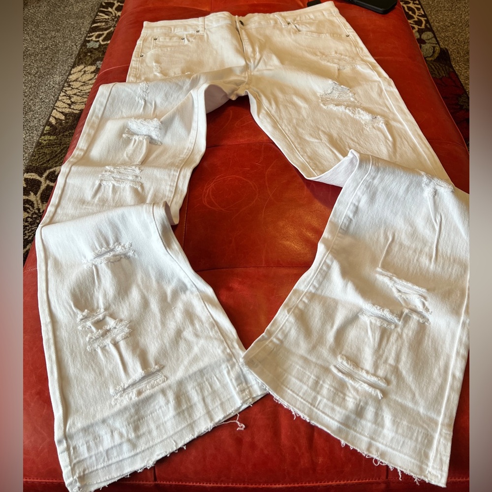 Manfinity White Distressed Jeans size XXL